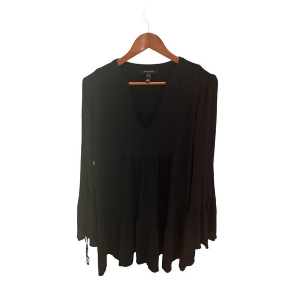 Long Tall Sally Womens Black Viscose Tunic Top Size 16 - Picture 1 of 6